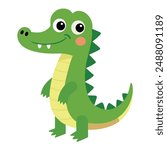 Alligator Vector Illustration - Cartoon, Clipart, and Line Art Design. Alligator vector illustration in cartoon, clipart, and line art styles for digital products.