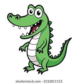 alligator Vector Illustration | Linocut, Kawaii, Cartoon, Clipart, Line Art Design.