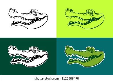Alligator vector outline silhouettes