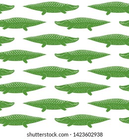 Alligator vector seamless pattern. Crocodiles wallpapers.