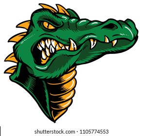 Alligator vector with sharp teeth and angry face. 