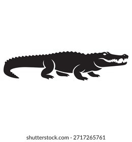 Alligator Vector Silhouette Logo. Black Crocodile Icon