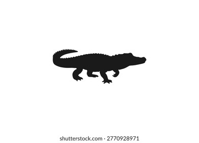 Alligator Walking Profile Isolated Silhouette
