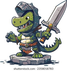 Alligator Warrior Animal Vector Cute Toon