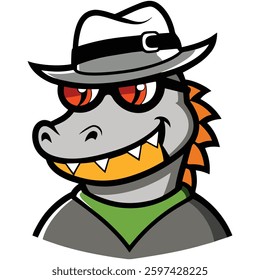 alligator wearing sunglasses mascot logo vector illustration