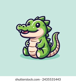 Alligator-Cute-Mascot-Logo-Illustration-Chibi-Kawaii es un logotipo, mascota o ilustración impresionante para su producto, empresa o negocio