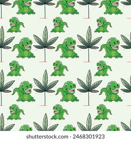 Alligators In A Crocodile Pattern Design Vector