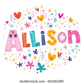 Allison girls name decorative lettering type design