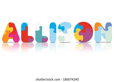 ALLISON written with alphabet puzzle - vector illustration