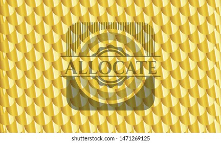 Allocate golden emblem. Scales pattern. Vector Illustration. Detailed.