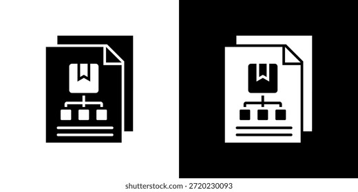 Icono de asignación relleno en blanco y negro.