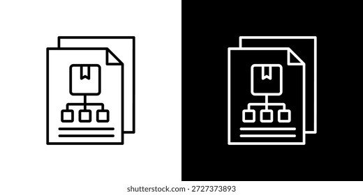 Icono de asignación de contorno en blanco y negro.