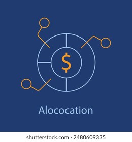Icono de asignación para planificación financiera efectiva y asignación de recursos con trazo editable.