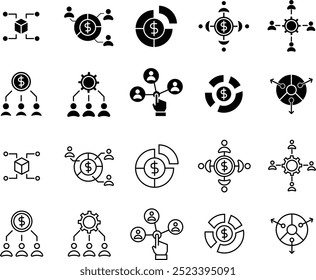 allocation icon set outline and glyph styles