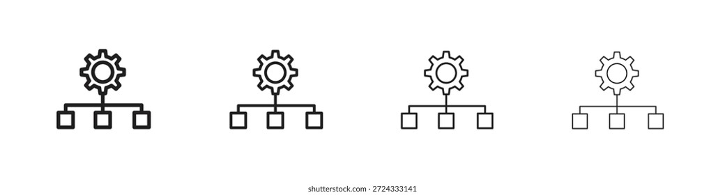 Allocation icons, Set of linear icons. Black linear palm icons