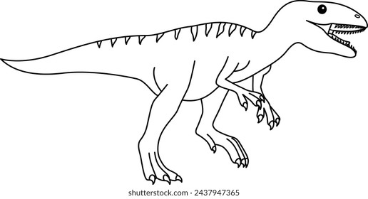 Allosaurus coloring page. Cute flat dinosaur isolated on white background