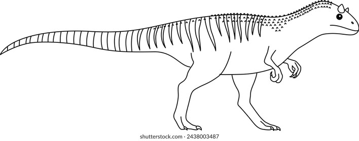 Allosaurus coloring page. Cute flat dinosaur isolated on white background