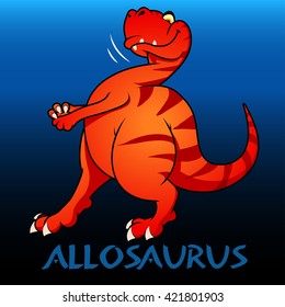 Allosaurus cute charcater dinosaurs illustration .