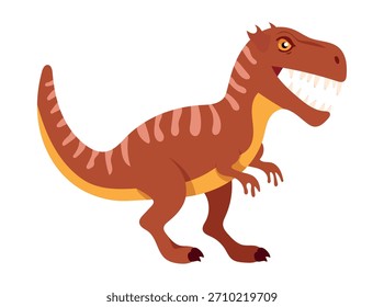 Dinossauro alossauro. Clipart de vetor plano, ilustração com plano de fundo isolado.