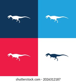 Allosaurus Dinosaur Shape blue and red four color minimal icon set