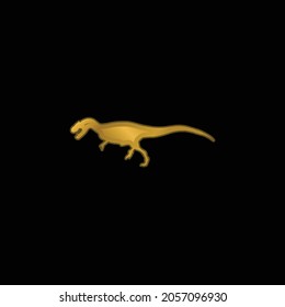 Allosaurus Dinosaur Shape gold plated metalic icon or logo vector