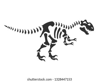 Allosaurus dinosaur skeleton. Allosaur, reptile bones, Isolated vector illustration