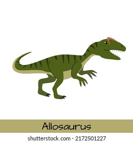 Allosaurus dinosaur vector illustration isolated on white background.