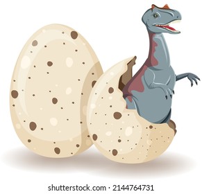 Allosaurus hatching from egg illustration