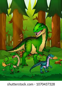 Allosaurus on the background of a forest.