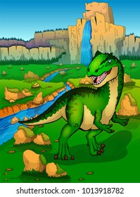 Allosaurus on the background of nature