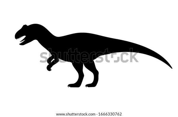 アロサウルスシルエット 白い背景にアロサウルスの黒いシルエット 恐竜のロゴアイコン 側面図のプロファイル のベクター画像素材 ロイヤリティフリー