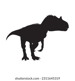 Allosaurus. Theropoda dinosaur. Monochrome vector illustration of silhouette of prehistoric creature allosaurus isolated on white background.