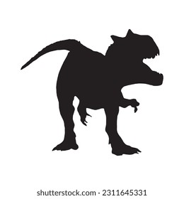 Allosaurus. Theropoda dinosaur. Monochrome vector illustration of silhouette of prehistoric creature allosaurus isolated on white background.