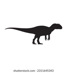 Allosaurus. Theropoda dinosaur. Monochrome vector illustration of silhouette of prehistoric creature allosaurus isolated on white background.