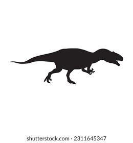 Allosaurus. Theropoda dinosaur. Monochrome vector illustration of silhouette of prehistoric creature allosaurus isolated on white background.
