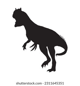 Allosaurus. Theropoda dinosaur. Monochrome vector illustration of silhouette of prehistoric creature allosaurus isolated on white background.