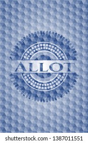 Allot blue emblem with geometric background. Vector Illustration. Detailed.