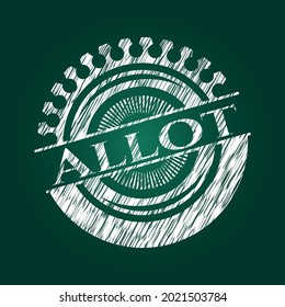 Allot chalkboard emblem on black board. Vector Illustration. Detailed. 
