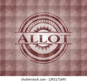 Allot red seamless emblem with geometric background.