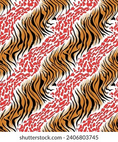 allover abstract vector tiger pattern on white background