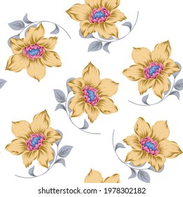 allover brown vector flower Pattern on white background