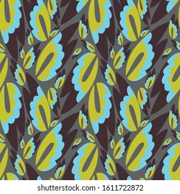 Allover colorful trendy pattern leaves 