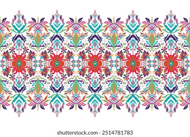 Allover diseño digital textil impresión de diseño. patrón étnico floral. "Este contenido fue creado utilizando herramientas de dibujo de Vector y software, no generado por IA"