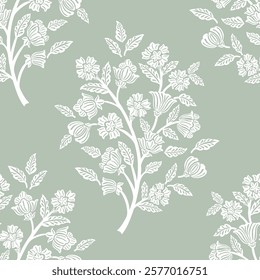 allover floral, Floral block print, Jacobean pattern, boho floral, Damask floral repeat vector file. 