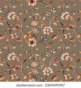 allover floral pattern Morden style blur wave grunge effect art. Spring Watercolor flowers and plants. Abstract Design for cover page, banner, wall paper parda, rug, saree, suit, tile, fabric printing