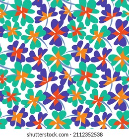 Allover floral seamless pattern. Ditsy botanical background made of daisies. Summer motif with simple flowers. Trendy flat illustration. Wildflowers ornament for textile, fabric, surface design.