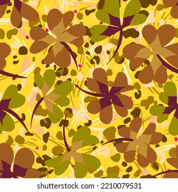 Allover floral seamless pattern. Ditsy botanical background made of daisy buds silhouettes. Summer motif with simple flowers on hatching texture. Trendy flat ornament for textile and fabric.