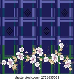Diseño de flor con líneas azules en el borde