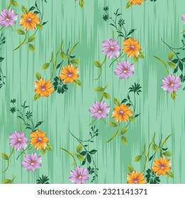 allover flower pattern on green background