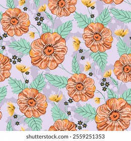 allover flowers on a soft color background. floral pattern textile design